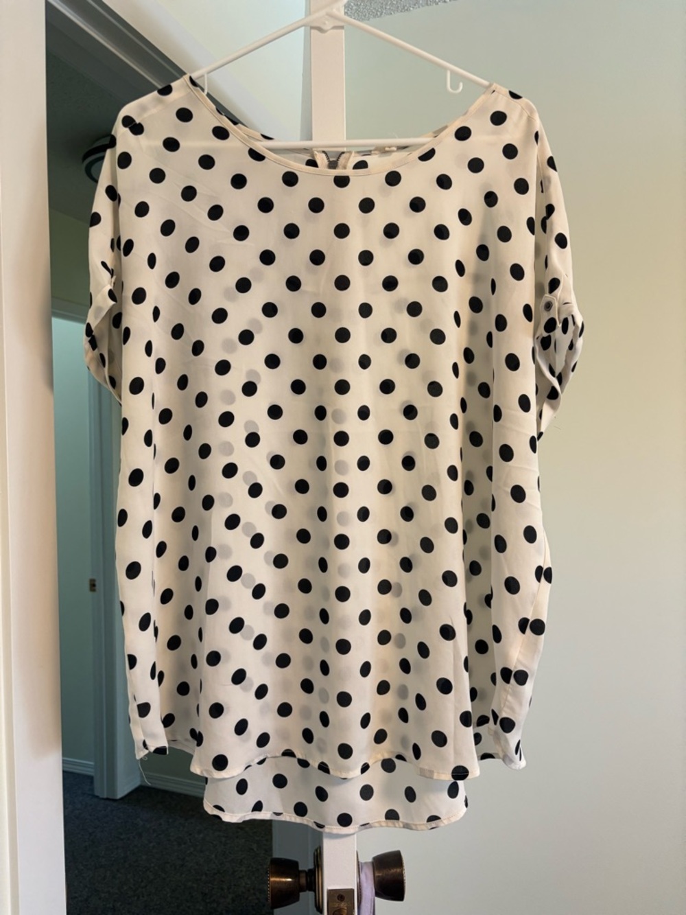 Maurices White Blouse with Black Polka Dots